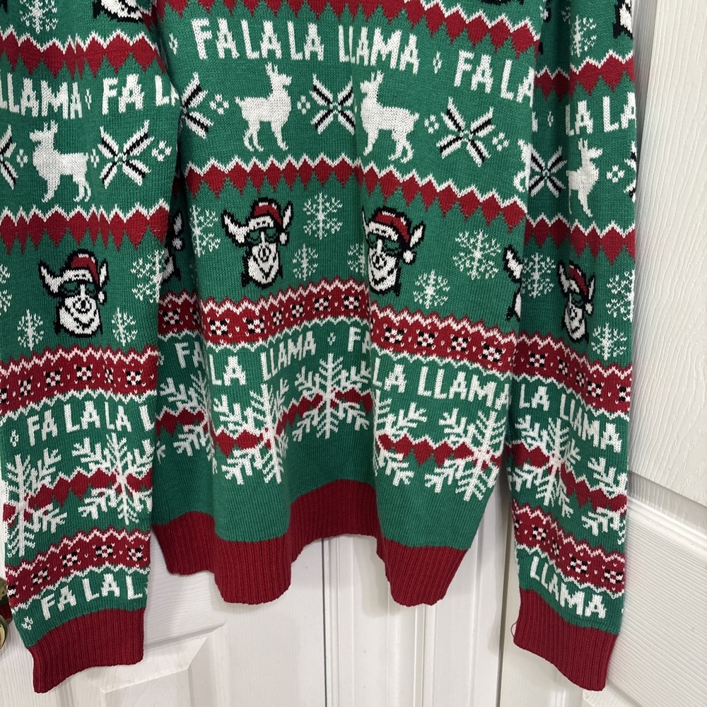 Celebrate Together Ugly Christmas Sweater Fa La La Llama Green Knit XXL - Picture 4 of 9